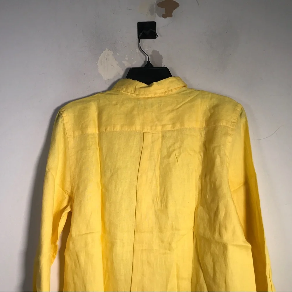 Ralph Lauren Linen Log Sleeve Button Up Shirt, Boy's Size XL 18/20 - Yellow